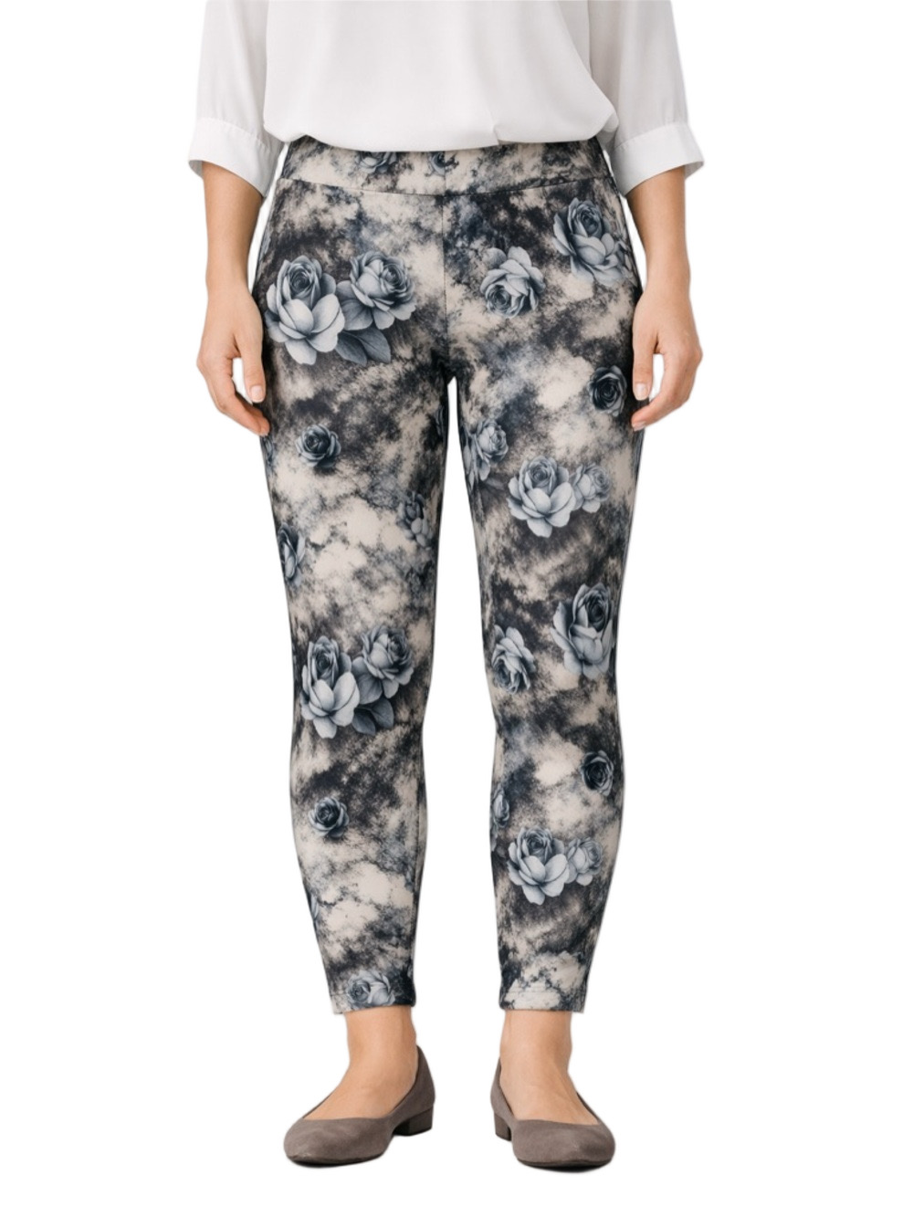 Vercos Blue and Gray floral print Leggings